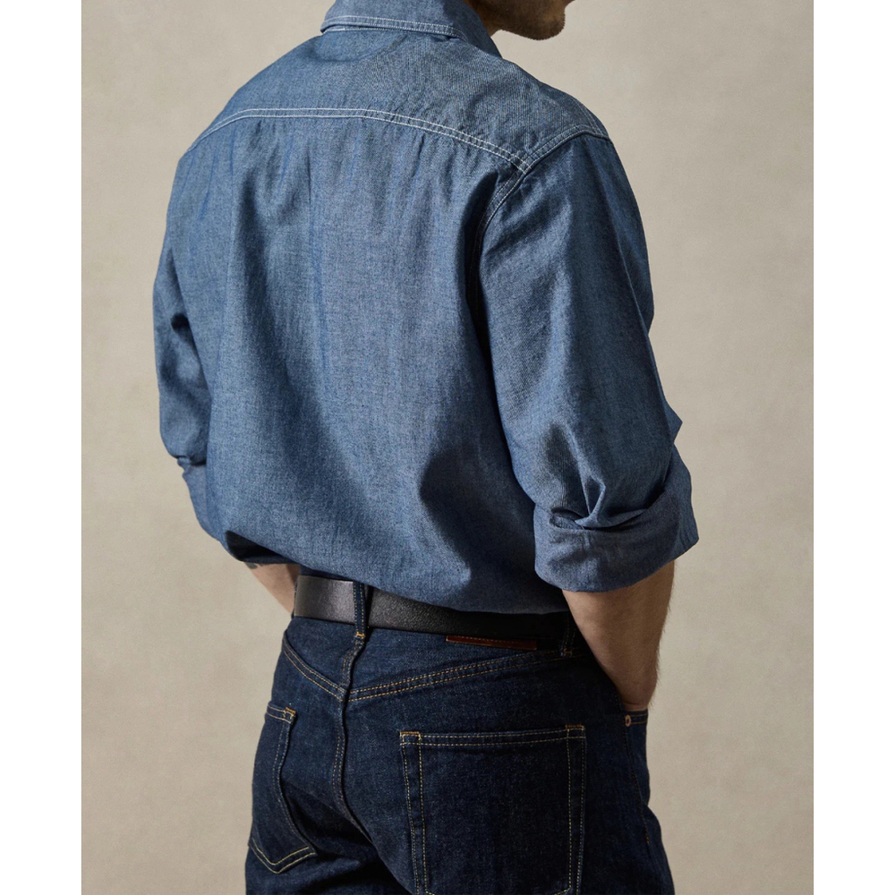 Military Wash Chambray Workshirt Washed Blue XXL TC Reproduction - Picture 6 of 7